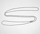 30 In. Stainless Steel Necklace, Military Dog Tag Ball Chain, 2.4mm #3 bead