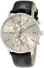 Kenneth Cole #KC1779 Men's Round Leather Strap Chronograph Watch