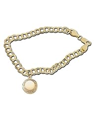 14K Yellow Gold "Round with Framed Border" Locket Bracelet - Available in 7 or 8 Inch