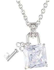 Juicy Couture "Delivery 1 Key Items" Long Cubic Zirconia Padlock Pendant Necklace, 32"