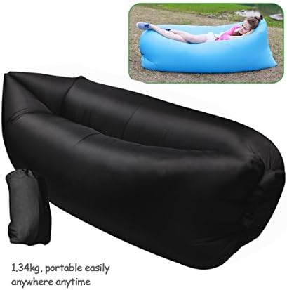 Audiosharp Outdoor Lounge Chairs Inflatable Beach Lounger Air Bag Beach Couch Lazy Sofa Black