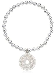 Open Mandala Charm Stretch Bracelet in Sterling Silver