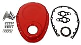 Chevy Small Block 283-305-327-350-400 Steel Timing Chain Cover Set w/ Timing Tab - Orange