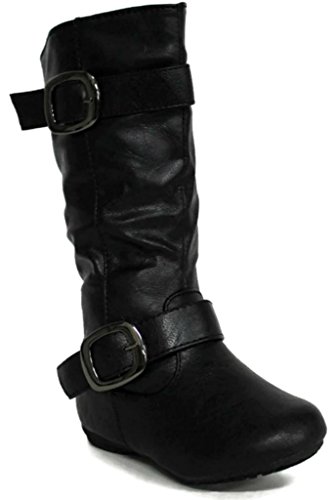 KF Toddler and Youth Girl's Slouchy Knee High Fashion Buckle Boots