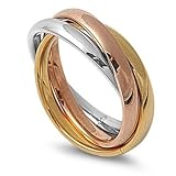Three Tone Stainless Steel Puzzle Ring Sizes 5 to 10