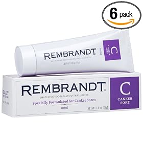 Click here to buy Rembrandt Premium Whitening Mint Toothpaste with Fluoride, Extra Gentle (For Canker Sore....