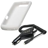 Brand NEW White Silicone Skin Cover Case and Car Charger for Blackberry Storm2 9550 9520