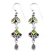 3.6 Carats Smoky Quartz Multi-Gemstone Sterling Silver 2 Long Dangle Earrings