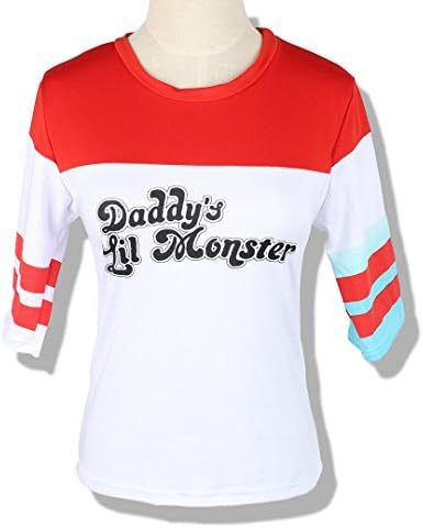 FLYCAMEL Suicide Squad Harley Quinn Costume T-shirt Halloween Cosplay Costume,T-Shirt,S