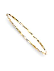 14K Tri-Color Gold Twisted Bangle Bracelet