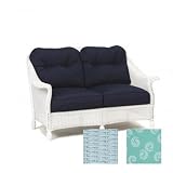 Embassy Loveseat Fabric: Navy, Finish: White