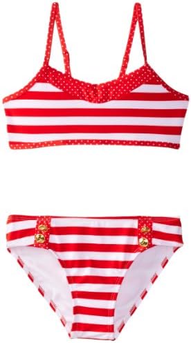 Jantzen Big Girls'  Mix-Print Sailor Bikini Set, Red, 16