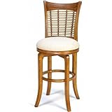 24"H Bayberry Wicker Oak Finish Swivel Counter Stool