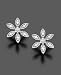 14k White Gold Diamond Accent Flower Stud Earrings