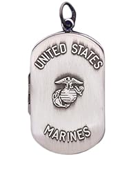 Sterling Silver US Marines 2 Photo Dog Tag Military Locket
