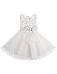 Girls Sleeveless Cotton/Polyester Beaded  Mesh Wedding Party Dress  With a Bow(s)