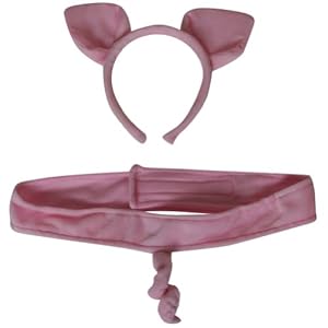 Pink Pig Headband Ears and Tail Costume Set