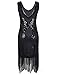 PrettyGuide Women's 1920s Gatsby Art Deco Beads Fringed Cocktail Flapper Dress S Black