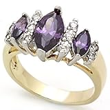 1 Carat Marquise Cut Amethyst CZ Gold Tone Ring