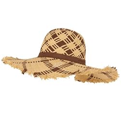 UPF 50+ Sun Beach Straw Raffia Hat Floppy Natural Brown