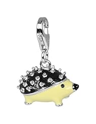 SilberDream Charm hedgehog enamel, 925 Sterling Silver Charms Pendant with Lobster Clasp for Charms Bracelet, Necklace or Earring FC615