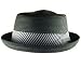 New Braid Upturn Brim Stripe Wide Band Porkpie Hat Black Medium