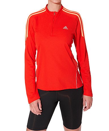 Adidas Damen lang&auml;rmliges T-shirt Response Drei Streifen 1/2 Zip, core energy s12/ultra bright s12/light onix, S, X20607