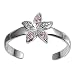 Sterling Silver Fashion Toe Ring - Flower with Clear and Pink CZ - 2mm Band Width