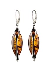 Royal Baltic Amber Sterling Silver Luxury Drop Collection Leverback Large Earrings