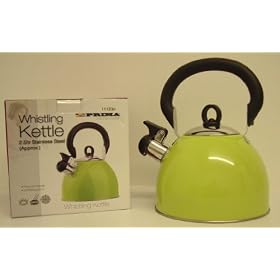 2.5 LITRE STAINLESS STEEL GREEN RETRO WHISTLING KETTLE