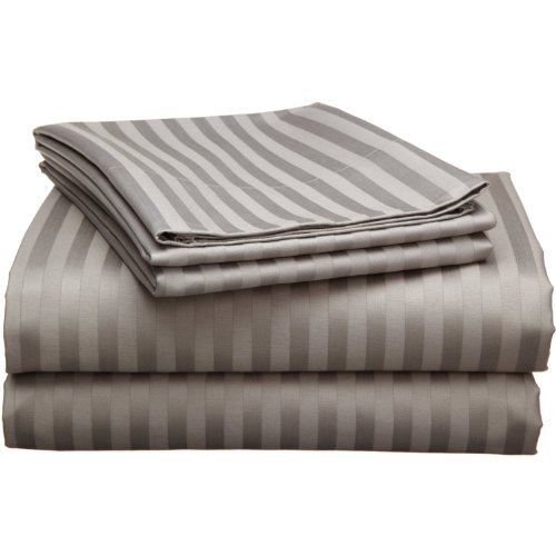 Echelon 800 Egyptian Stripe Queen Sheet Set Pewter Guide! KCup packs2