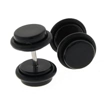 Fake Acrylic Plugs - Black 16g Wire; 8mm - Sold as a Pair