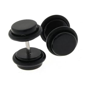 Fake Acrylic Plugs - Black 16g Wire; 8mm - Sold as a Pair