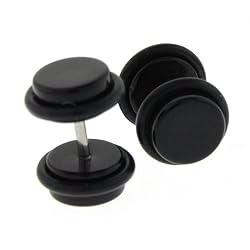 1 Pair of Fake Acrylic Plugs - Black 16g Wire; 8mm