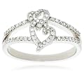 $109.99 - 10k White Gold Diamond Double Heart Ring