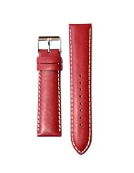 18mm Red Matte Finish Coach Style Leather Watchband