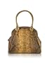 Fontanelli Brown Python Stamped Leather Bowling-Style Bag