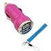 GTMax Hot Pink 2-Port USB Car Charger Adapter 2A with BlueMall Strap Lanyard
