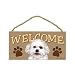 Bichon Frise / Bichon Wood Welcome Door Sign 5''x10''