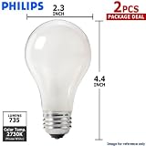 Philips 57w 130v A19 Frosted E26 2730K Incandescent Light Bulb x 2 pack