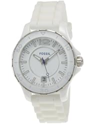 Fossil Ceramic Silicone Strap White Dial Womens watch #CE1034