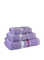 Flor De Algodón Juego De Toallas Corazones (Azul)