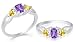 Radiant Trillion Cut Amethyst Citrine Three Stone Ring Sterling Silver