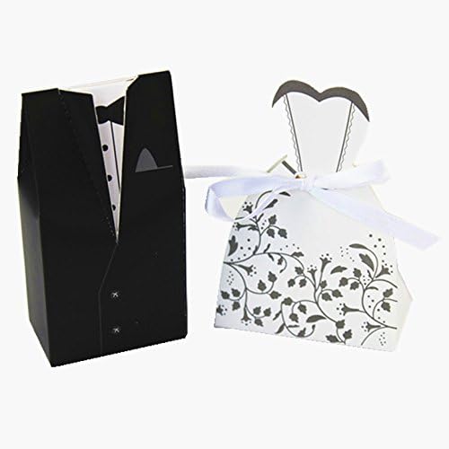 TerGing Bride and Groom Wedding Favour Boxes, Pack of 100 pairs of Style 5