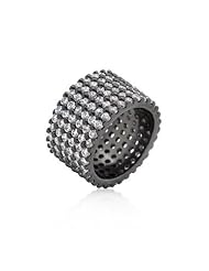 Hematite Wide Pave CZ Ring