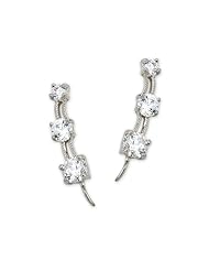 The Ear Pin Cubic Zirconia Multi-Pierced Illusion 10k Gold Earrings