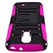 LG L31G / LG Access LTE Case Combo by ICE-CLEAR(TM)-HERCULES Dual- Layer Hard/Gel Hybrid Kickstand Armor Case w/ Holster (Black/Pink)+Touch Screen Stylus