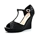 TOETOS ALINA-29 Women's Elegant Classic Rhinestones Embelishment Adjustable Strap Open Toe Wedge Heel Platform Pumps Shoes New