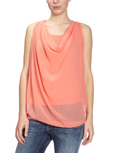 ONLY Damen Bluse, 15066341 HOSHI PARTY TWO LAYER TOP SOLID, Gr. 34 (XS), Orange (FUSION CO Preisvergleich