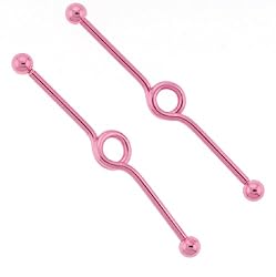 Pink Anodized Stainless Steel Industrial - 14 Gauge - 2 Inches Length - Sold as a Pair